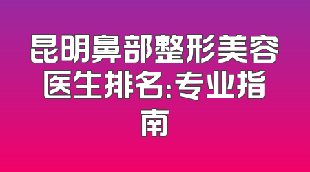 昆明鼻部整形美容医生排名：专业指南