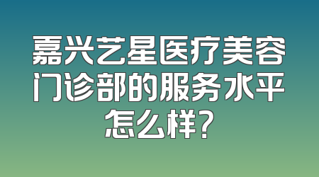 嘉兴艺星医疗美容门诊部的服务水平怎么样？