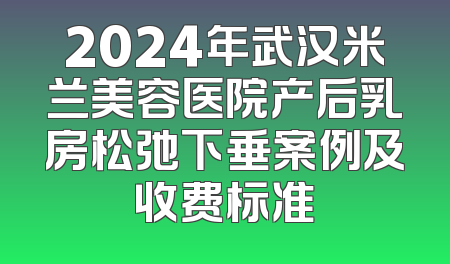 2024年武汉米兰美容医院产后乳房松弛下垂案例及收费标准