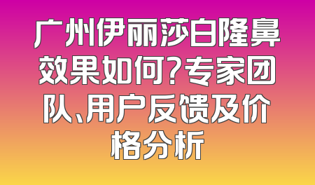 广州伊丽莎白隆鼻效果如何？专家团队、用户反馈及价格分析