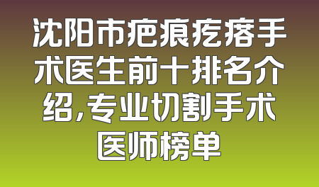 沈阳市疤痕疙瘩手术医生前十排名介绍，专业切割手术医师榜单