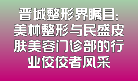 晋城整形界瞩目：美林整形与民盛皮肤美容门诊部的行业佼佼者风采