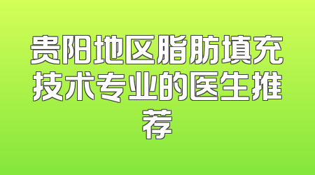 贵阳地区脂肪填充技术专业的医生推荐