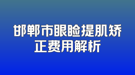 邯郸市眼睑提肌矫正费用解析
