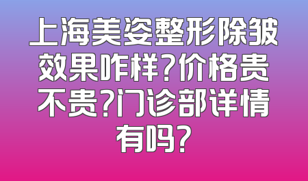上海美姿整形除皱效果咋样？价格贵不贵？门诊部详情有吗？