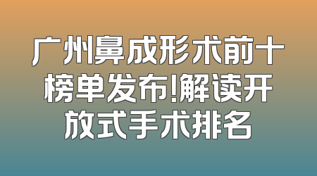 广州鼻成形术前十榜单发布！解读开放式手术排名