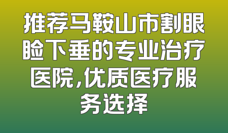 推荐马鞍山市割眼睑下垂的专业治疗医院，优质医疗服务选择