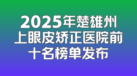 2025年楚雄州上眼皮矫正医院前十名榜单发布