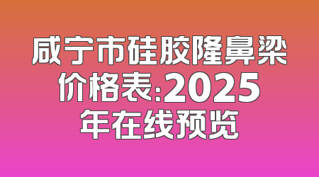 咸宁市硅胶隆鼻梁价格表：2025年在线预览
