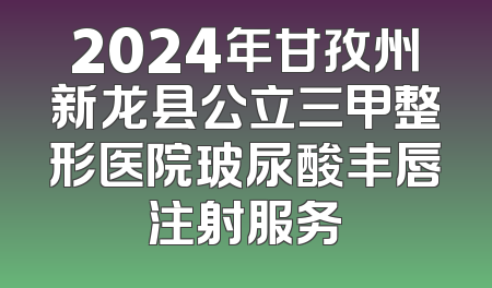 2024年甘孜州新龙县公立三甲整形医院玻尿酸丰唇注射服务