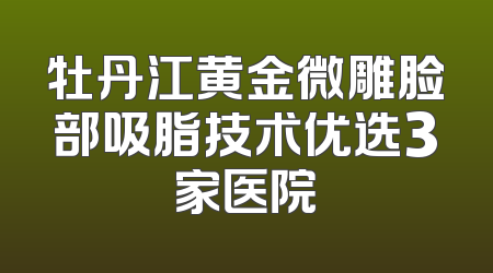牡丹江黄金微雕脸部吸脂技术优选3家医院