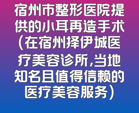 宿州市整形医院提供的小耳再造手术（在宿州择伊城医疗美容诊所，当地知名且值得信赖的医疗美容服务）
