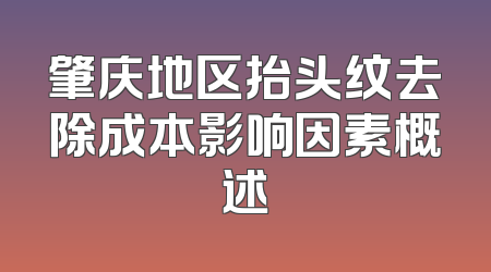 肇庆地区抬头纹去除成本影响因素概述