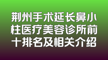 荆州手术延长鼻小柱医疗美容诊所前十排名及相关介绍