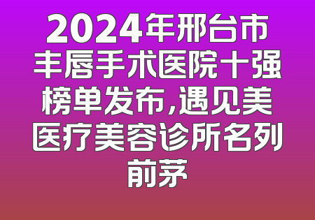 2024年邢台市丰唇手术医院十强榜单发布，遇见美医疗美容诊所名列前茅