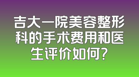 吉大一院美容整形科的手术费用和医生评价如何？
