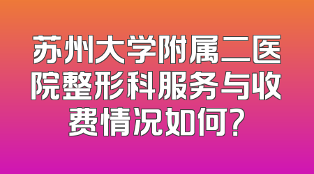 苏州大学附属二医院整形科服务与收费情况如何？