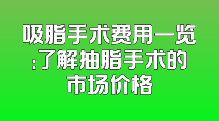 吸脂手术费用一览：了解抽脂手术的市场价格