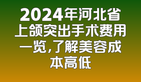 2024年河北省上颌突出手术费用一览，了解美容成本高低