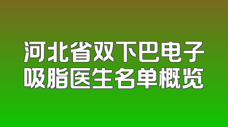 河北省双下巴电子吸脂医生名单概览