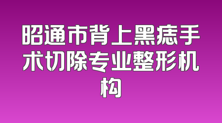 昭通市背上黑痣手术切除专业整形机构