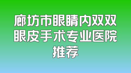 廊坊市眼睛内双双眼皮手术专业医院推荐