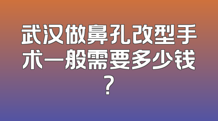 武汉做鼻孔改型手术一般需要多少钱？
