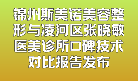 锦州斯美诺美容整形与凌河区张晓敏医美诊所口碑技术对比报告发布