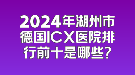 2024年湖州市德国ICX医院排行前十是哪些？