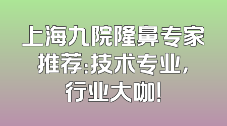 上海九院隆鼻专家推荐：技术专业，行业大咖！