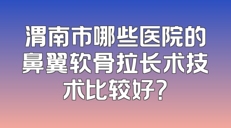 渭南市哪些医院的鼻翼软骨拉长术技术比较好？