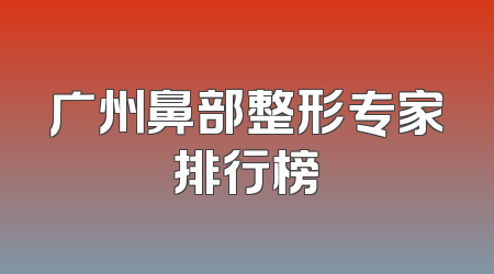 广州鼻部整形专家排行榜