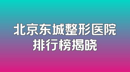 北京东城整形医院排行榜揭晓