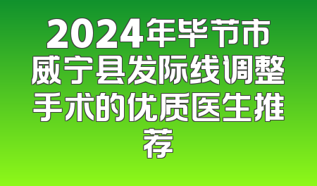2024年毕节市威宁县发际线调整手术的优质医生推荐