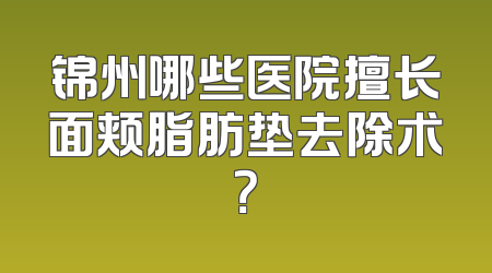 锦州哪些医院擅长面颊脂肪垫去除术？