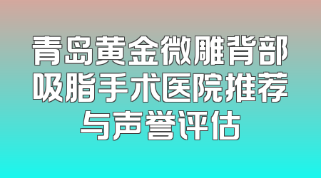 青岛黄金微雕背部吸脂手术医院推荐与声誉评估
