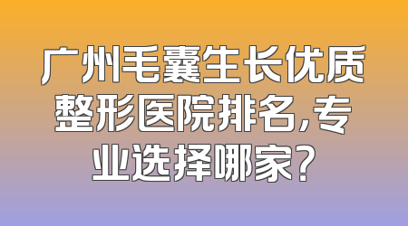 广州毛囊生长优质整形医院排名，专业选择哪家？