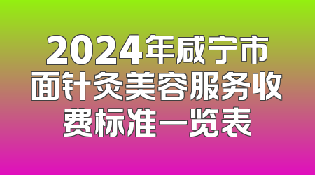 2024年咸宁市面针灸美容服务收费标准一览表