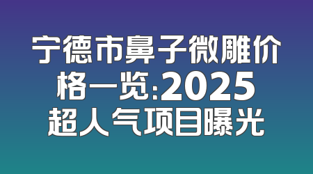 宁德市鼻子微雕价格一览：2025超人气项目曝光