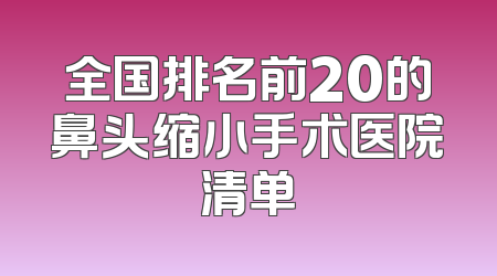 全国排名前20的鼻头缩小手术医院清单