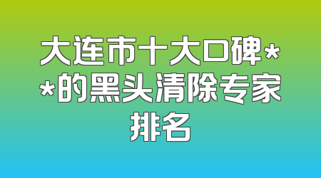 大连市十大口碑**的黑头清除专家排名