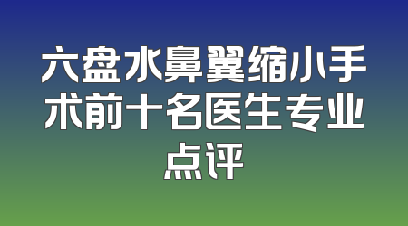 六盘水鼻翼缩小手术前十名医生专业点评