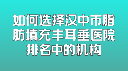 如何选择汉中市脂肪填充丰耳垂医院排名中的机构