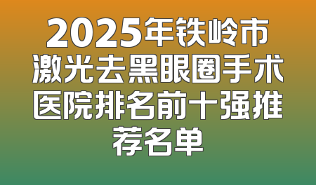 2025年铁岭市激光去黑眼圈手术医院排名前十强推荐名单