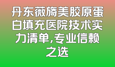 丹东薇旖美胶原蛋白填充医院技术实力清单，专业信赖之选