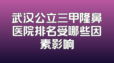 武汉公立三甲隆鼻医院排名受哪些因素影响