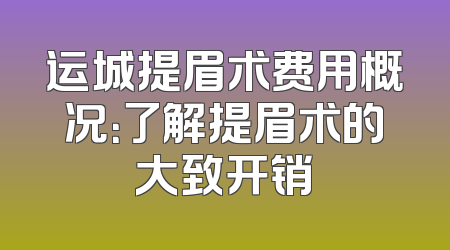 运城提眉术费用概况：了解提眉术的大致开销