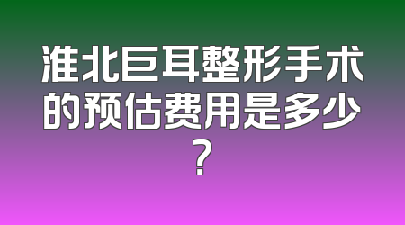 淮北巨耳整形手术的预估费用是多少？