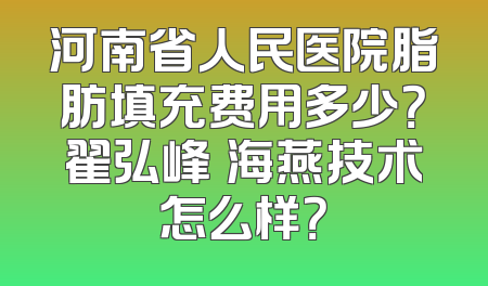 河南省人民医院脂肪填充费用多少？翟弘峰侴海燕技术怎么样？