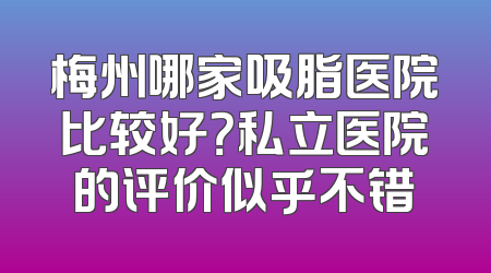 梅州哪家吸脂医院比较好？私立医院的评价似乎不错